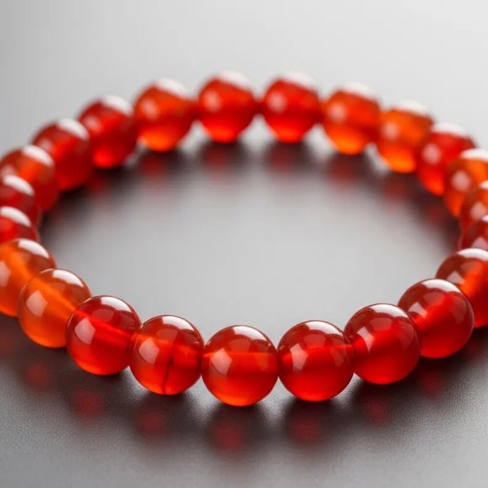 New Unisex Red Orange Natural Carnelian 8mm Beaded Bracelet